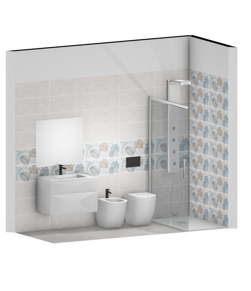 Bagno Completo Vanity Foglie 25x60 Pavimento e Rivestimento