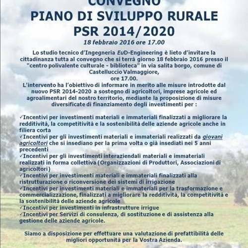 Convegno Piano di Sviluppo Rurale PSR 2014/2020
